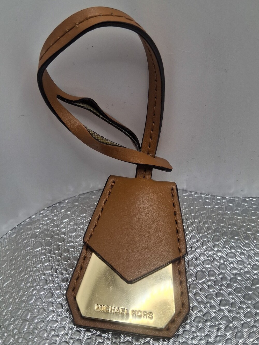 Michael Kors Brown Leather Purse Tag with Gold Plate